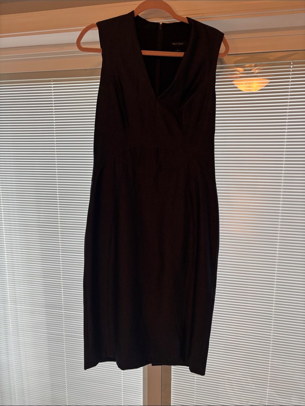 White House Black Market Black V-Neck Midi Sheath Dress